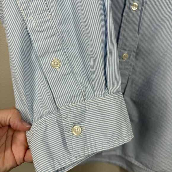 R13 Oversized Drop Neck Oxford Shirt Oversized Button Up Blue Stripe Size Large - Picture 5 of 10